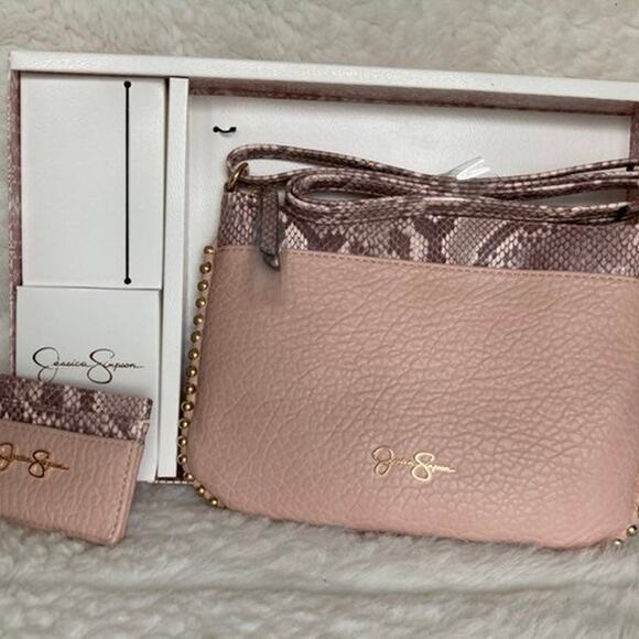 Brand New JESSICA SIMPSON2 PCs GIFT SET In Soft BLUSH Crossbody Purse Very Cute! - Picture 2 of 8